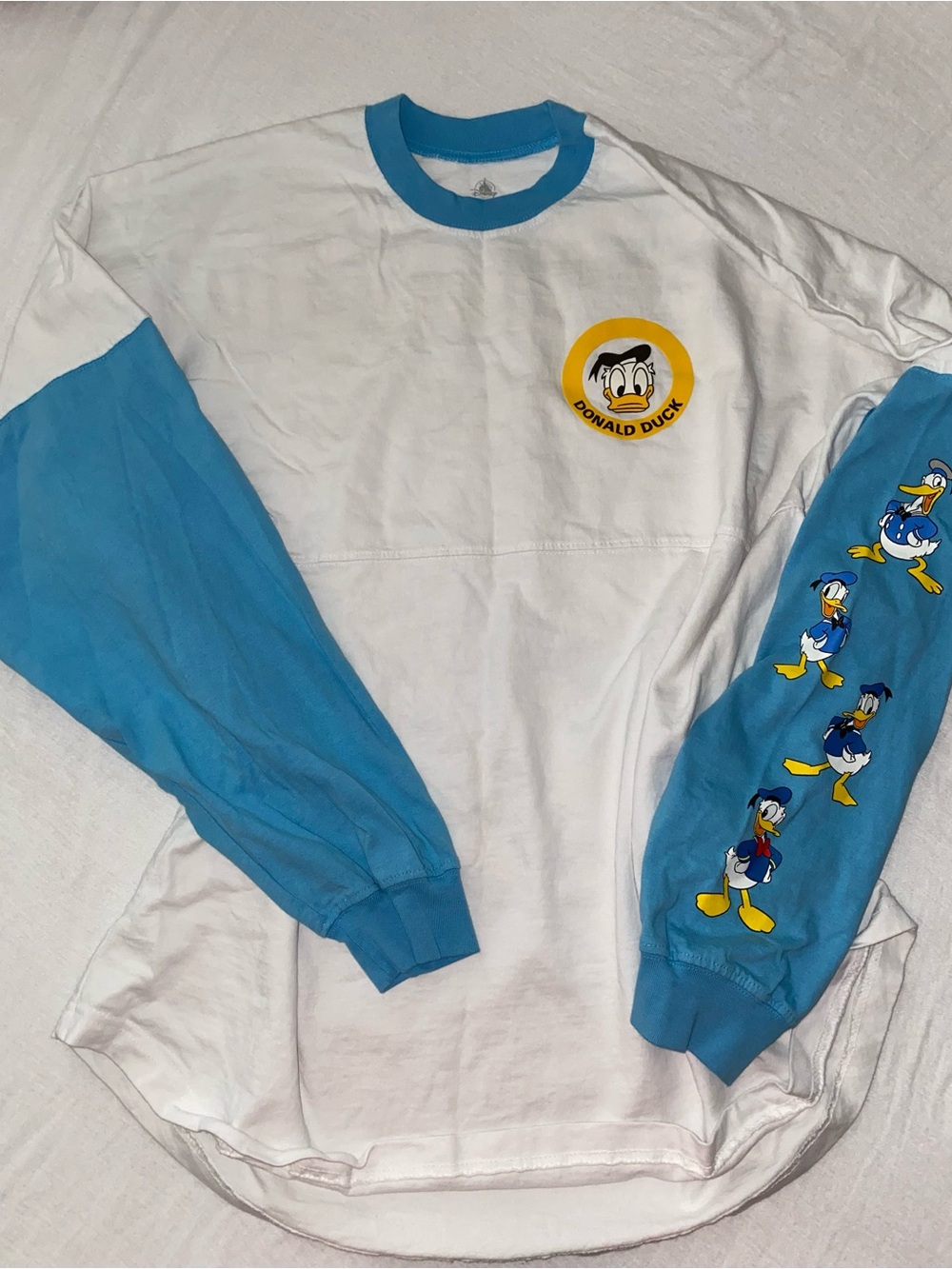 Disney Donald Duck White and Blue Long Sleeve Tee